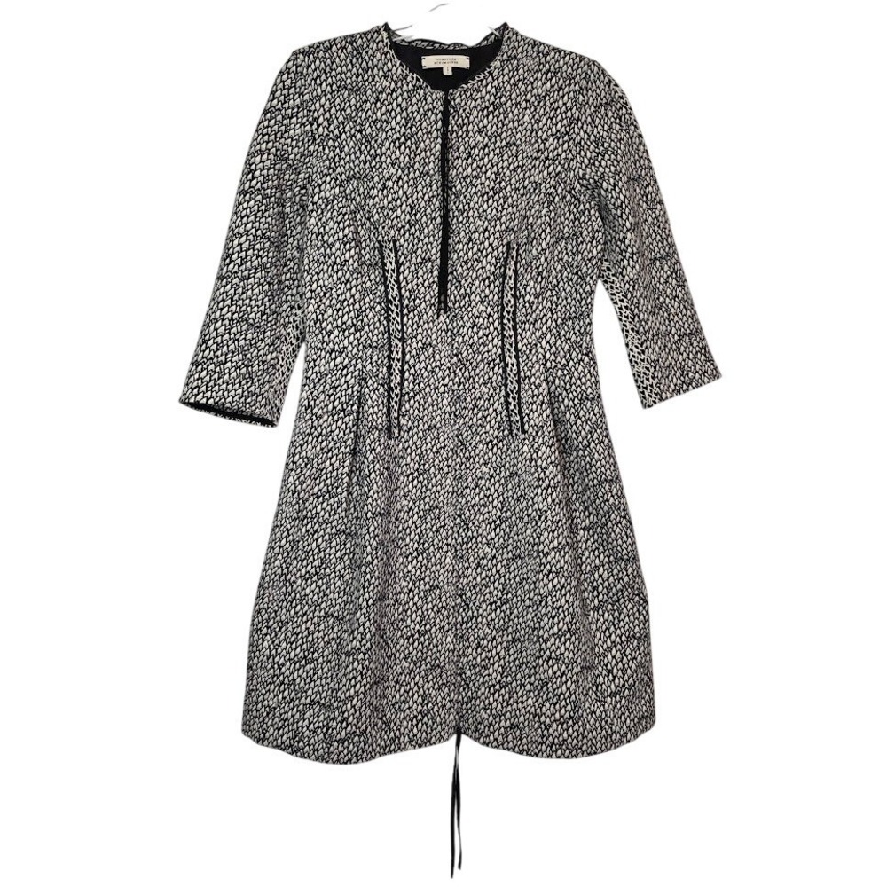 Dorothee Schumacher Size Medium/3‎ Alter Ego Black White Jacquard Zipper Dress
